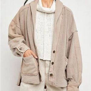 Free People Jordan Slouchy Jacket in washed mushroom.